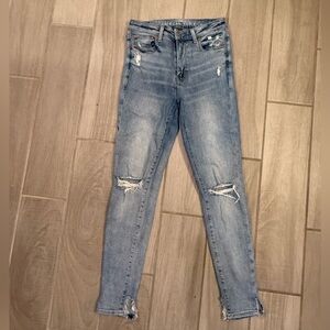 American Eagle Outfitters Faded Blue Ripped Skinny Jeans